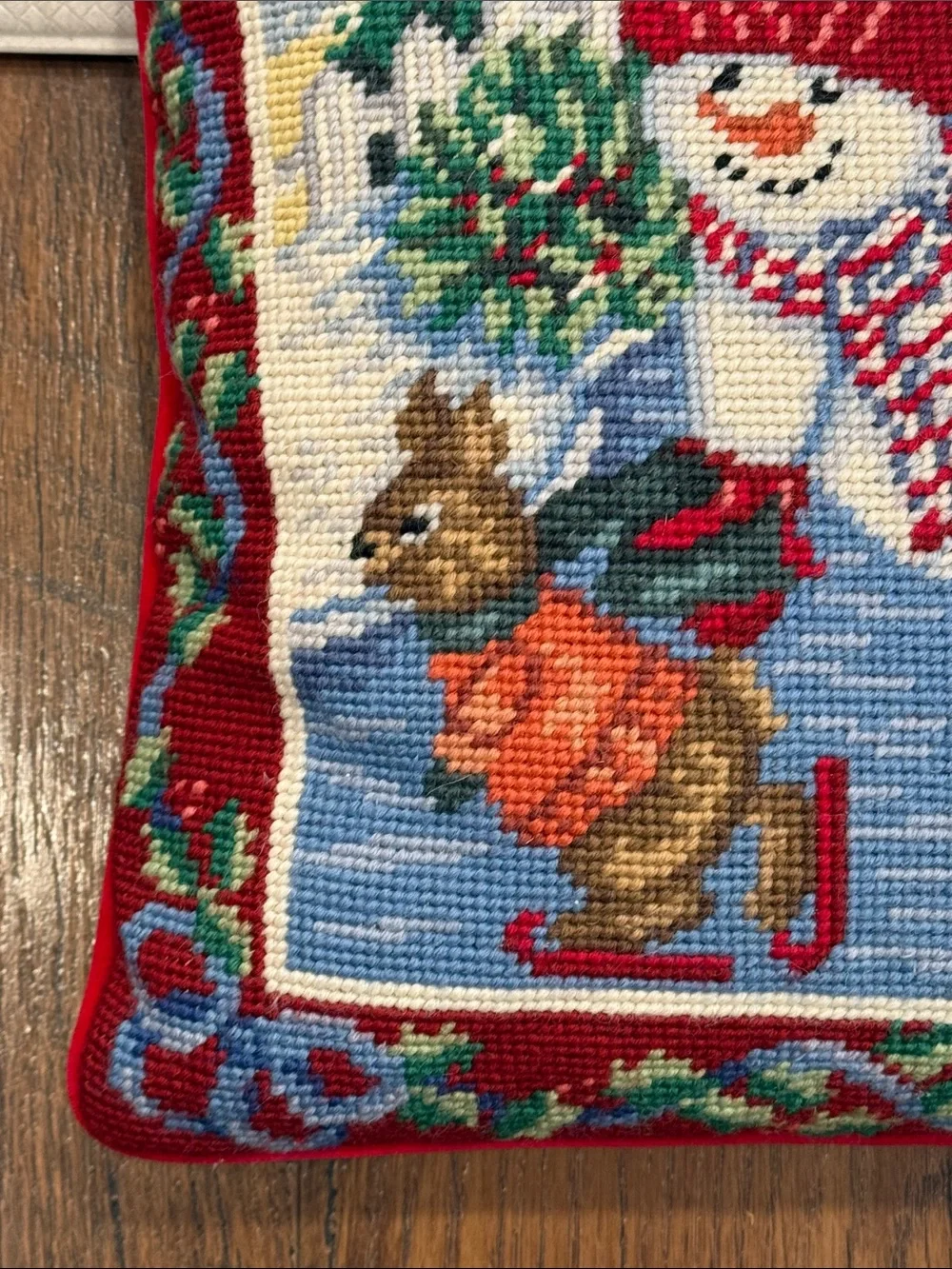 Needlepoint Snowman Pillow